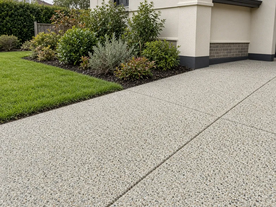 the same exposed aggregate path with bright clean stones