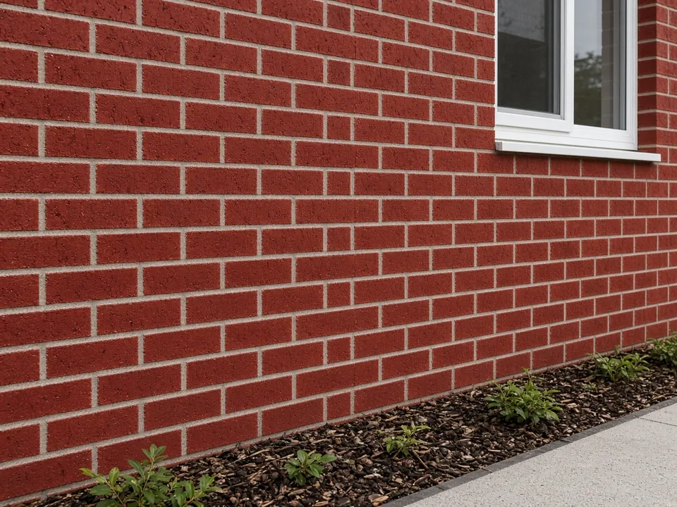the same red brick wall clean, with crisp mortar joints