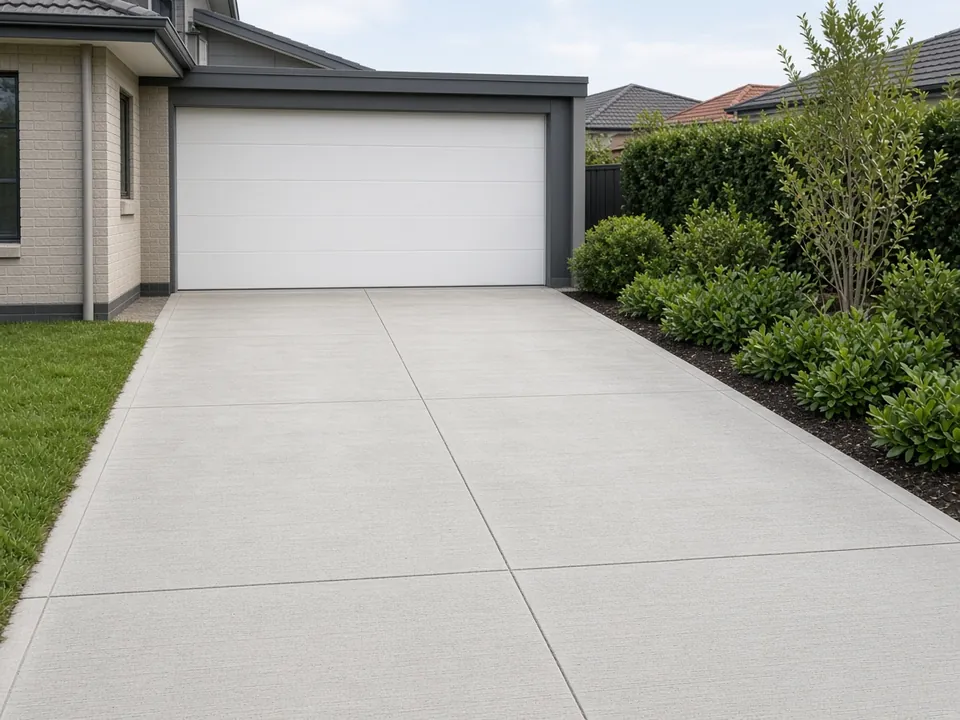 the same concrete driveway clean and uniform