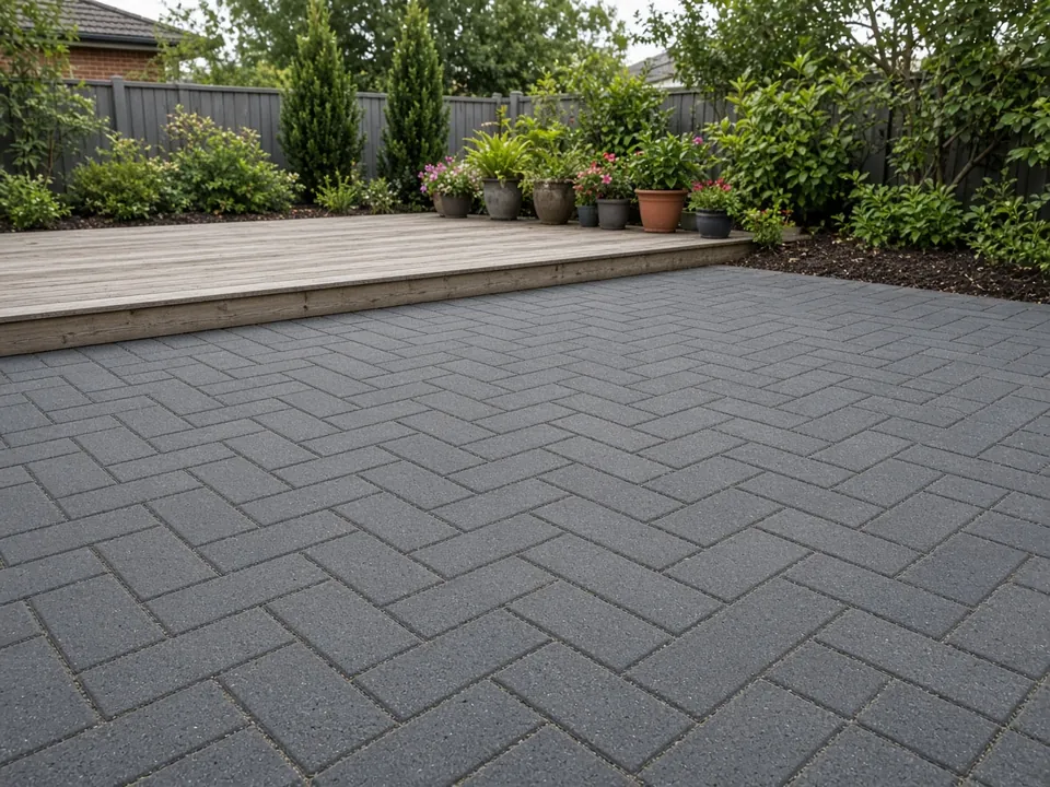 the same paved patio clean with tidy joints