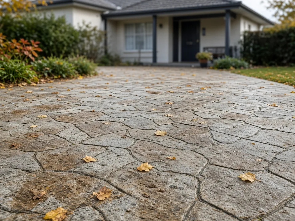 Illustrative image (not a Spotless job): Stamped Concrete Stain Removal in Berwick + South-East Melbourne