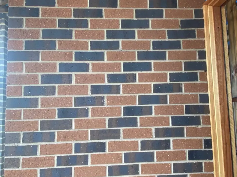 Multi-tone brick wall after mortar haze was removed